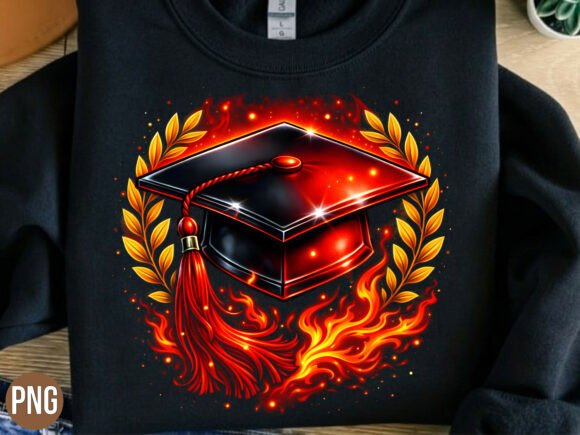 Download Red Fire Graduation Cap 2026 Grad PNG - Graduation Collection