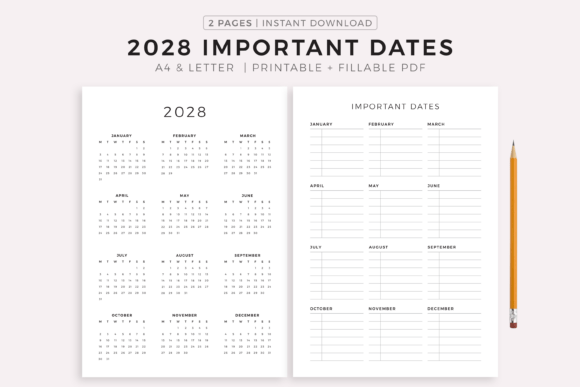 Download 2028 Calendar and Important Dates - 2028 Collection
